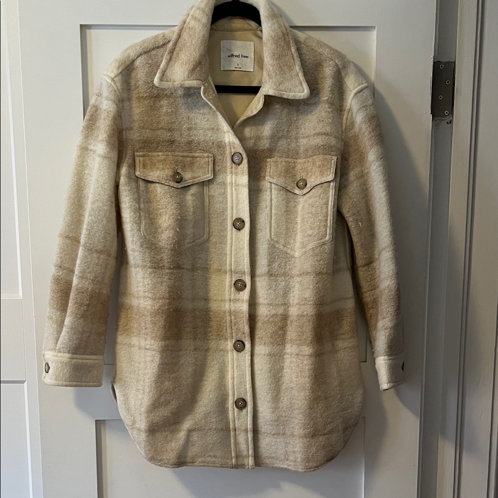 Plaid Shacket Jacket in Beige Cream